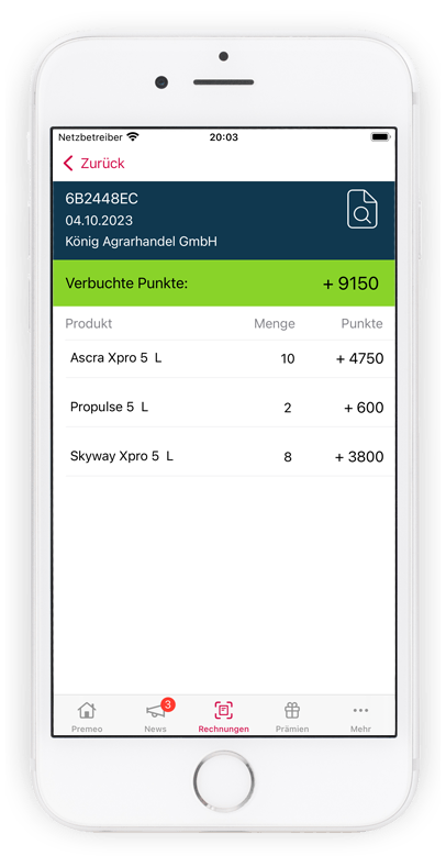 Premeo App Prämien Screen